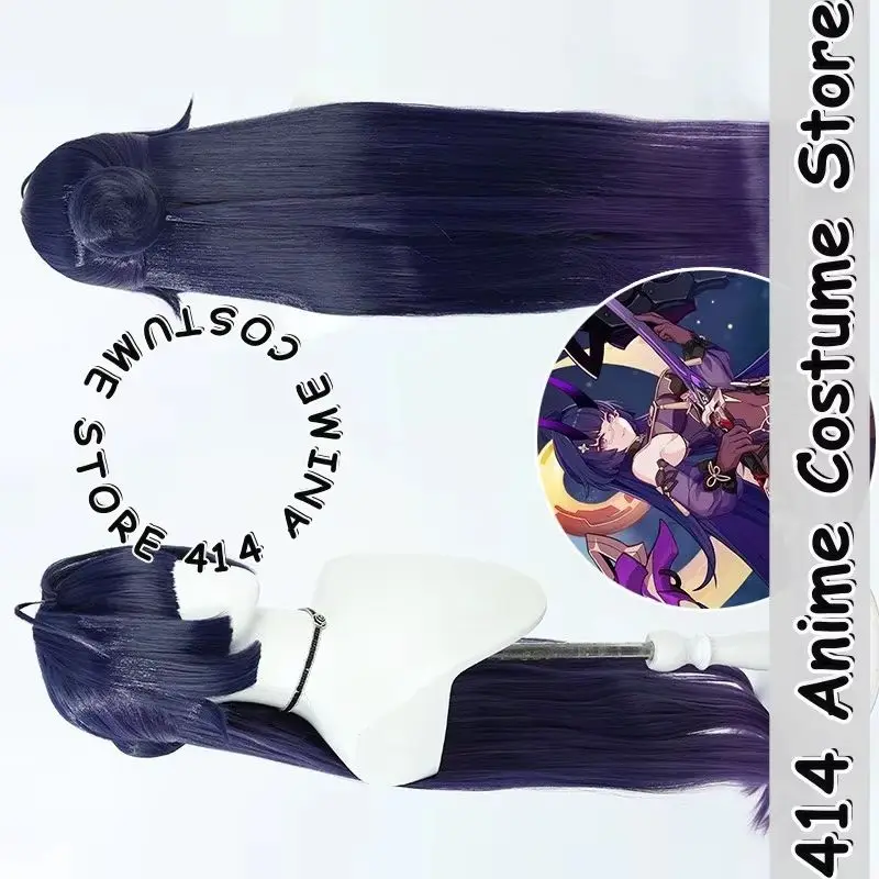 

Game & Anime Raiden Mei Cosplay Wig Honkai Impact 3rd Thunder Queen Detachable Buns Heat-Resistant Fiber Synthetic Hair