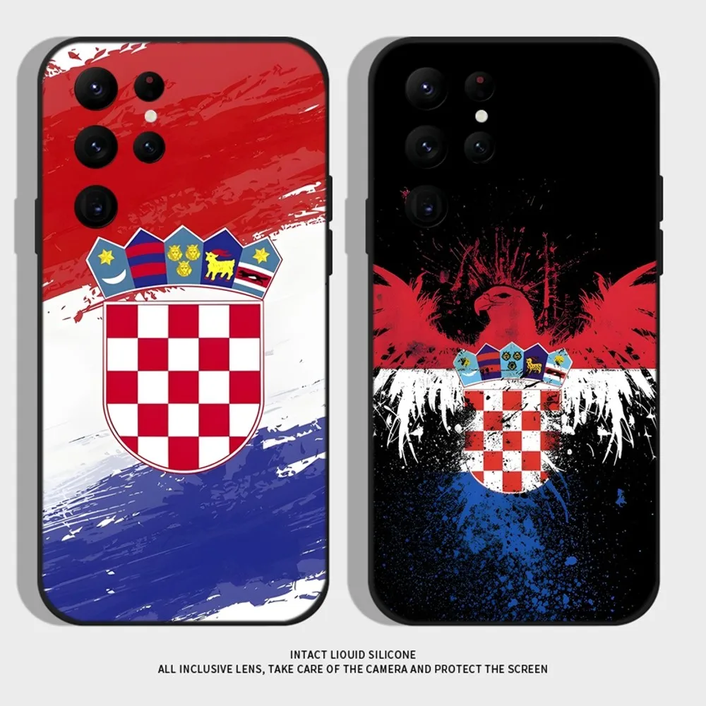 Croatia Flag Phone Case For Samsung S24,S22 Ultra,S20,S30 plus,S22 plus,S23,S30 ultra 5G Silicone Cover