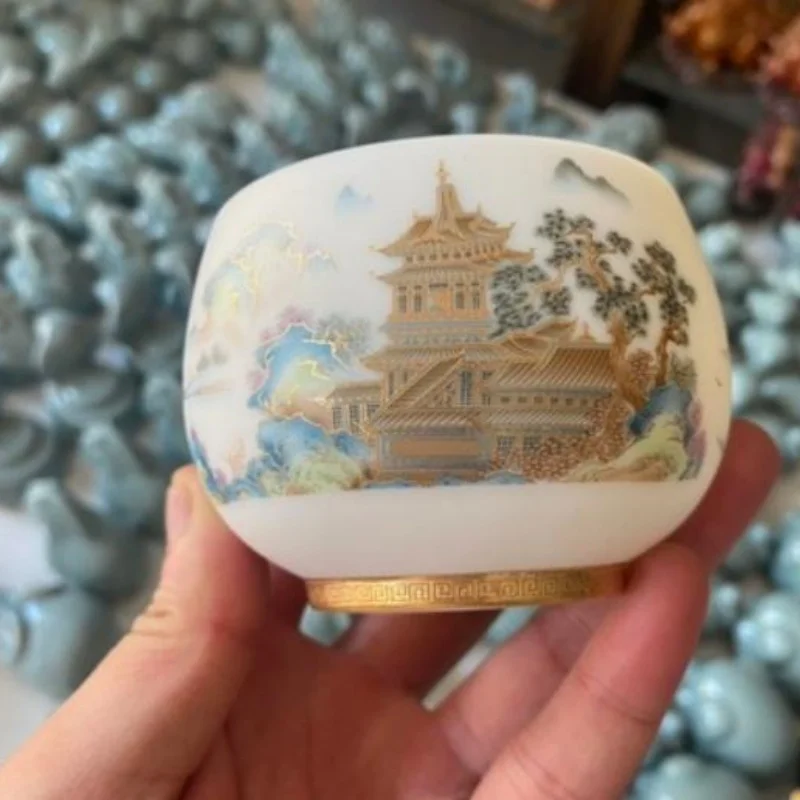

3,4-дюймовый китайский фарфор Jingdezhen Sheep Fat Jade, 180 мл, чашка для павильона на чердаке