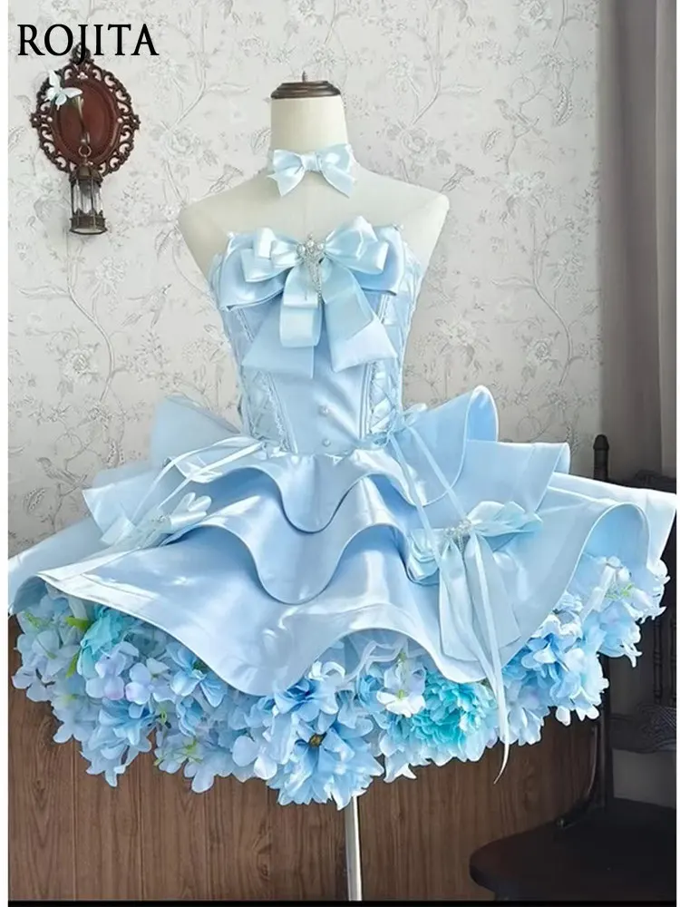 

Pink Satin Lolita Dress Sweet Princess JSK with Big Bow and Tiered Skirt Sweetheart Neckline Ball Gown with Bows
