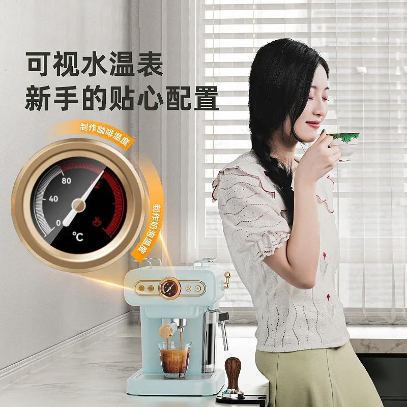 220V Petrus Retro Espresso Coffee Machine Semi Automatic Compact for Home Use with Steam Milk Frother DW