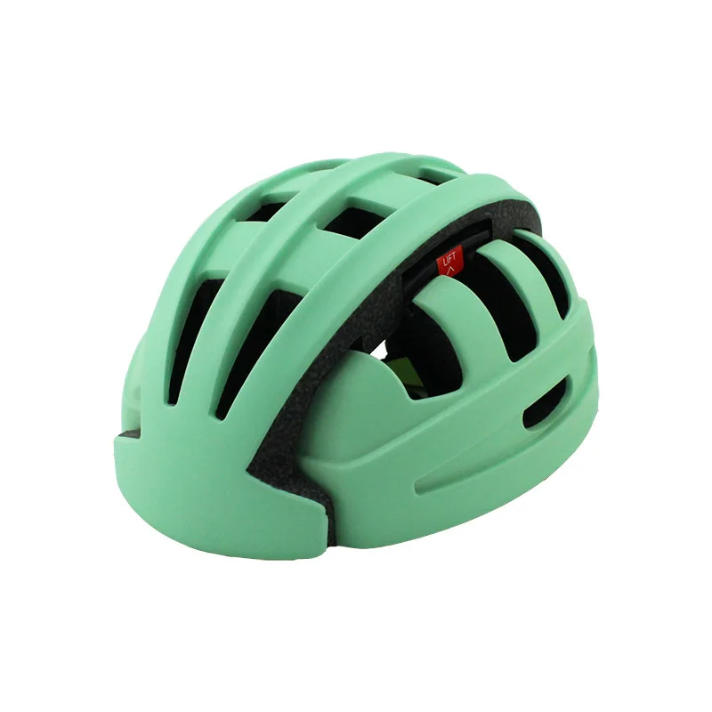 Foldable Bicycle Helmet Men Ladies Safety Helmet Protective Belt LED Flash Mountain Bike Folding Helmet