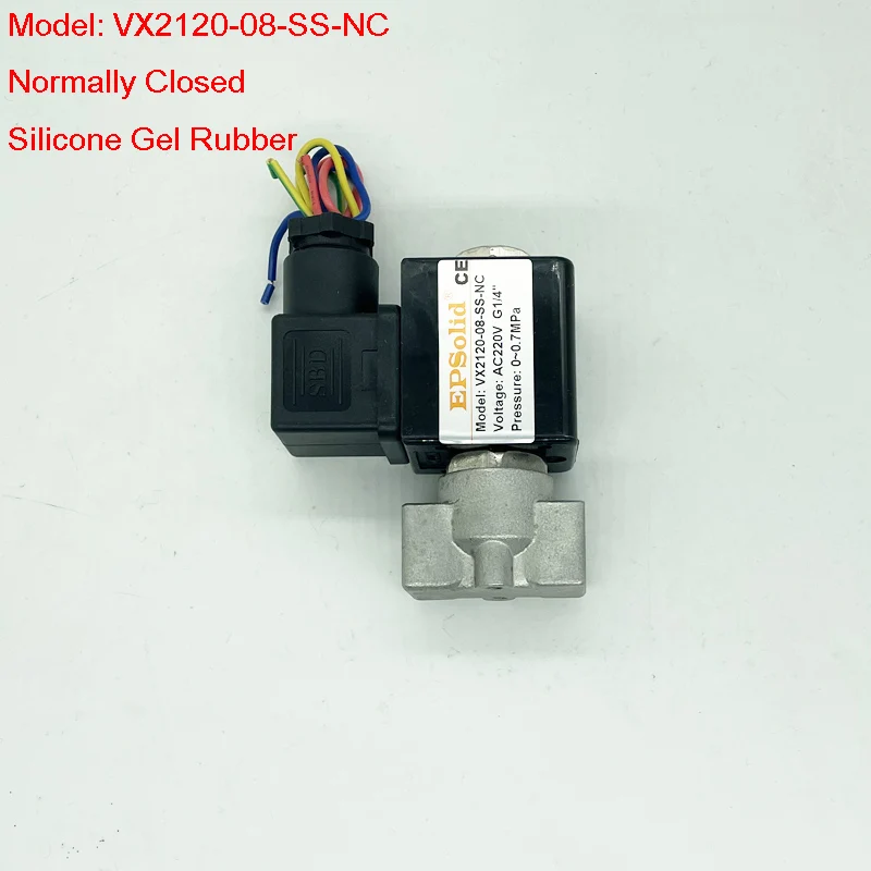 Imagem -02 - Food Class Silicone Gel Rubber Solenoid Valve Normalmente Fechado Way Model Ship Vx212008-ss-nc