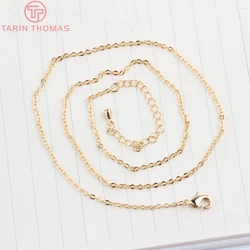 (3401) 2PCS Full length 45.5CM,Thickness 1-1.5MM 24K Gold Color Plated Finished Chains Necklace Chains Jewelry Findings