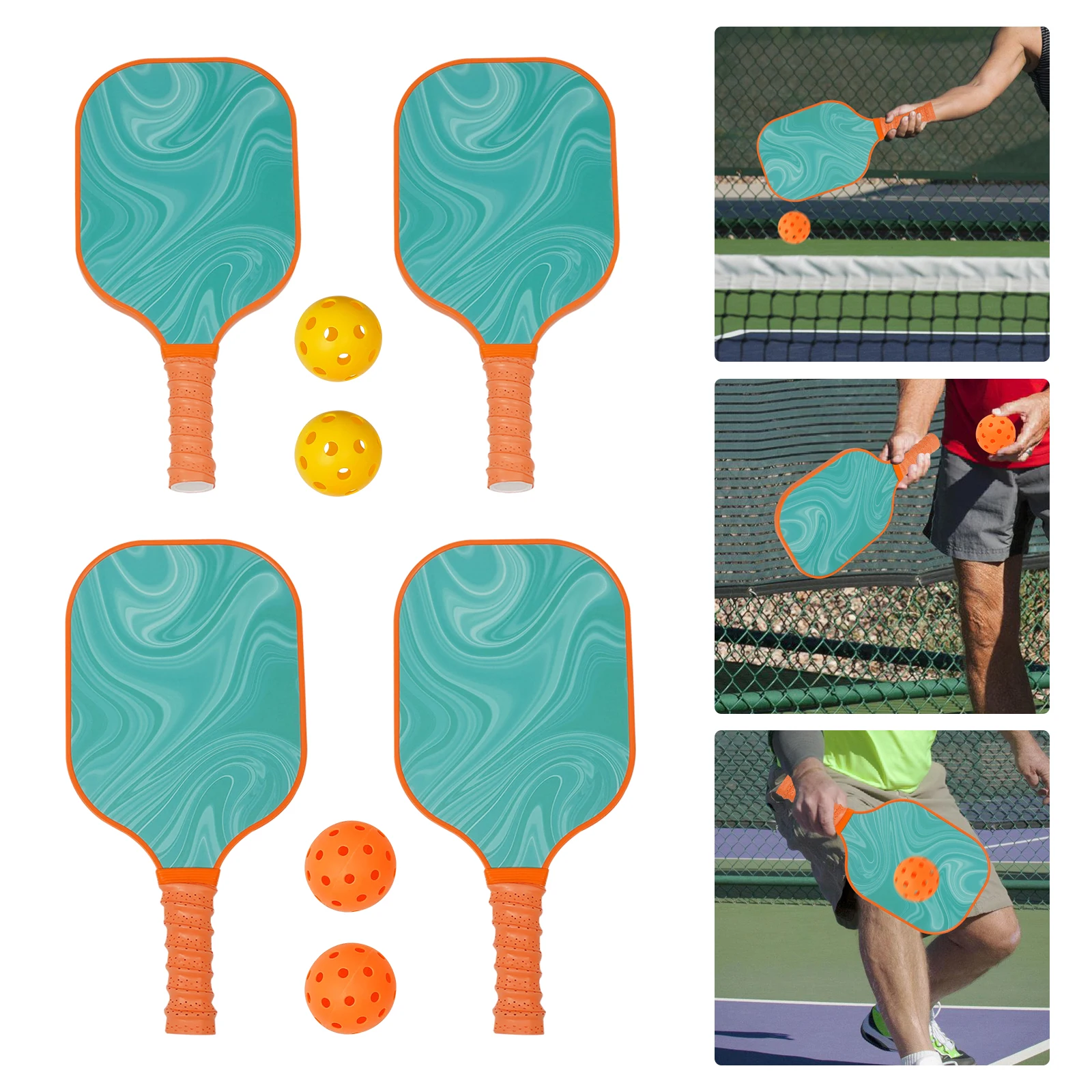 Universal Pickleball Paddles Set of 4 Rackets 4 Balls 1 Bag Sports Outdoor Beach Tennis Racket for All Age Sports Accessories