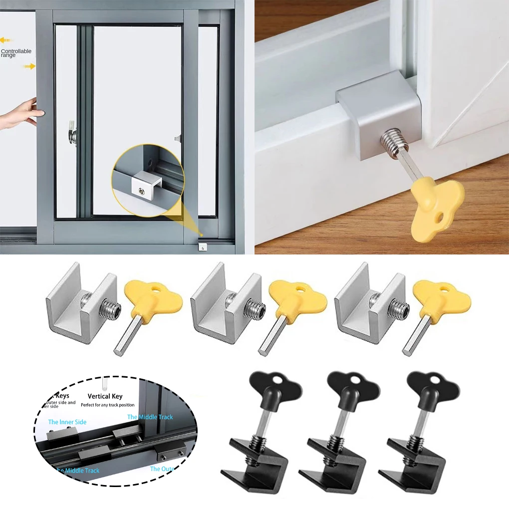 6piece Easy To Install Door Lock - Strong And Durable For Enhanced Security Office Window Lock