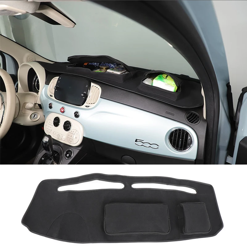 

Для 2016-2023 Fiat 500, солнцезащитные накладки для хранения приборной панели, изоляционные накладки на приборную панель с собственными карманами для хранения, аксессуары для хранения