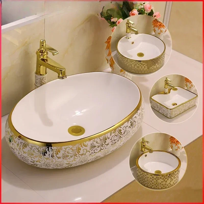 Golden European ceramic washbasin Hot sales Hot sales