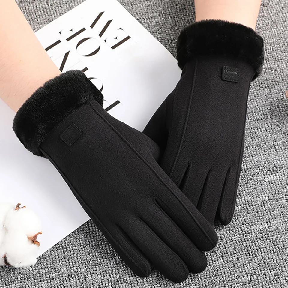 AliExpress GTUBIKE Women Winter Thick Plush Gloves Fashion Warm Suede Outdoor Guantes Lady Touchscreen Driving Gloves Sport Cycling Mittens