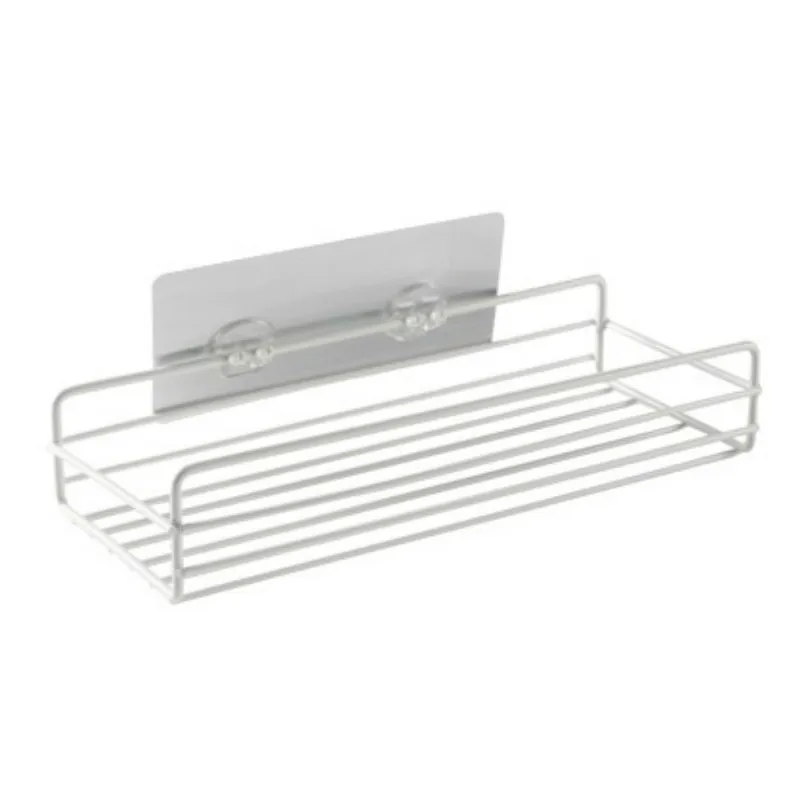 Shower Wall Shelf Punch Free Shower Shelf Black White Storage Suction Basket Storage Rack Kitchen Bathroom Accessories MJ