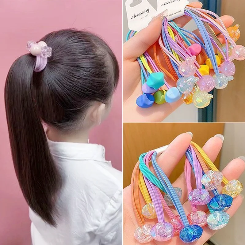 

5pcs/set Kawaii Rubber Hair Bands Headband Candy Color Elastic Weaving Bobbles Hair Tie Rope for Children Girls Kids Accessories