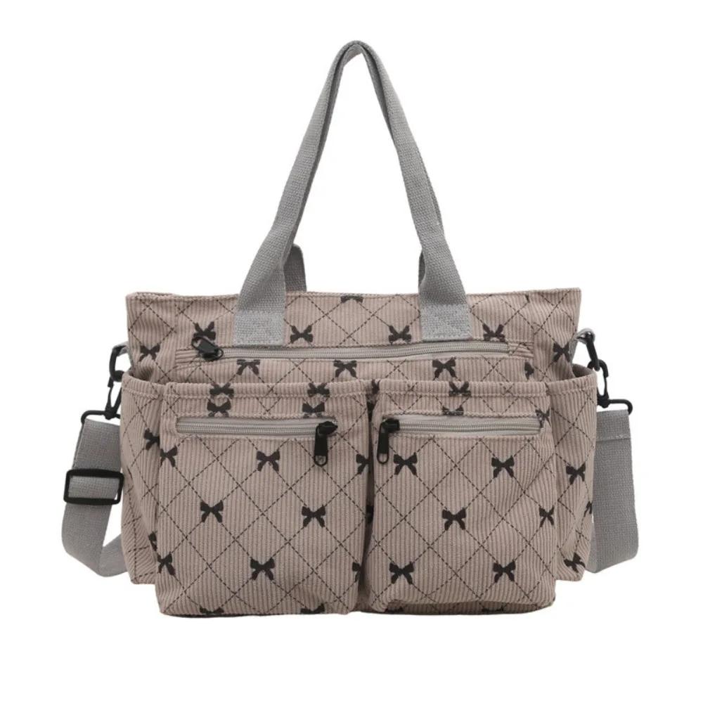 

Sweet Women's Shoulder Bag Bowknot Print Korean Style Underarm Tote Bag Large Capacity Lightweight Commuting Handbag Travel