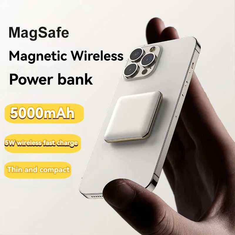 

Wireless portable magnetic external battery charger 5000mAh battery only for MagSafe iPhone 14/13/12/Pro charging 5W