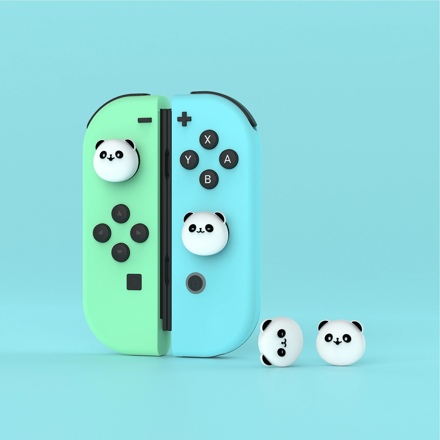 PlayVital 귀여운 조이스틱 캡 아날로그 커버 엄지 그립 액세서리, 닌텐도 스위치 및 스위치 라이트 및 스위치 OLED 통통한 판다용