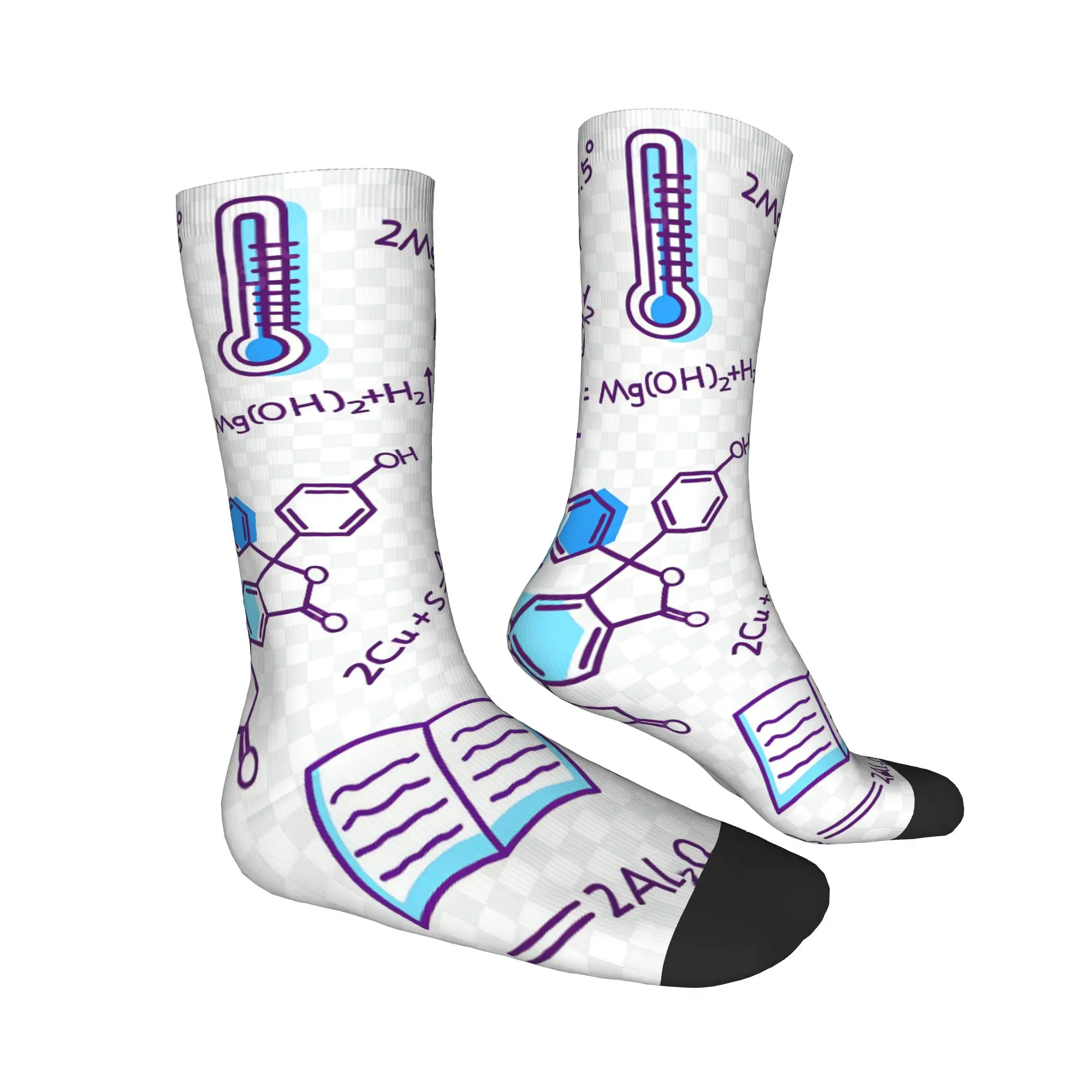 Chemical Molecular Formula Stockings  Design Harajuku Socks Autumn Anti Bacterial Socks Adults Men Outdoor Soft Breathable Socks
