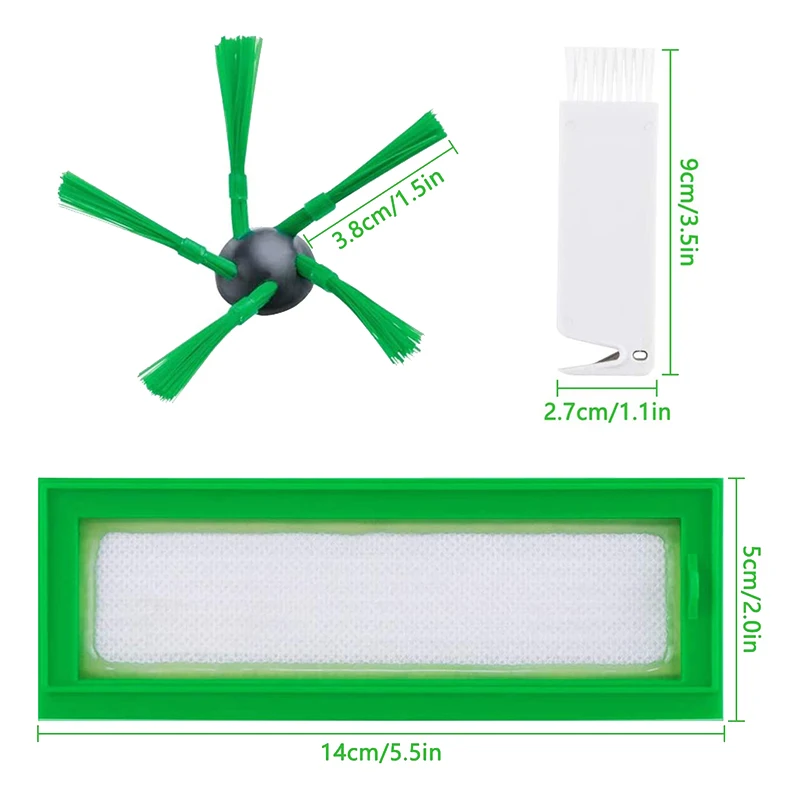 Aspirador Peças De Reposição Acessórios, filtro De Escova Redonda, Kit De Escova Lateral para Kobold VR200 VR300