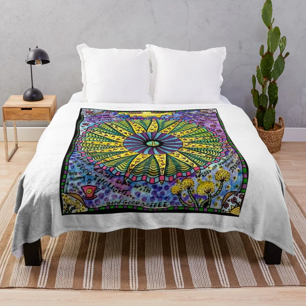 

Let Peace In, Featured On CBS Sunday Morning Throw Blanket for sofa Loose Retros Bed Blankets