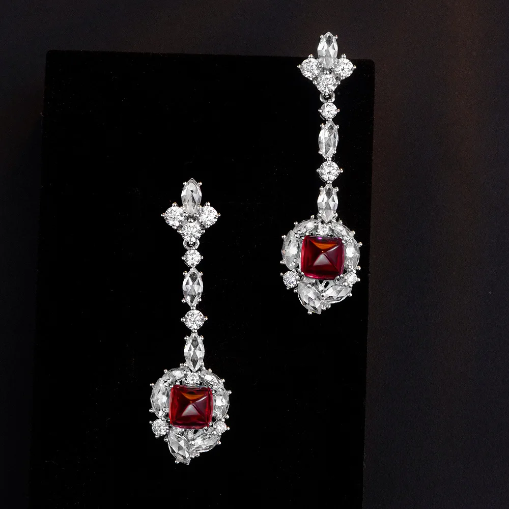 

Новые серебряные серьги S925 1,7 карата с сахарной башней 6,5, динамические длинные стильные серьги, европейские и американские серьги, свадебные украшения