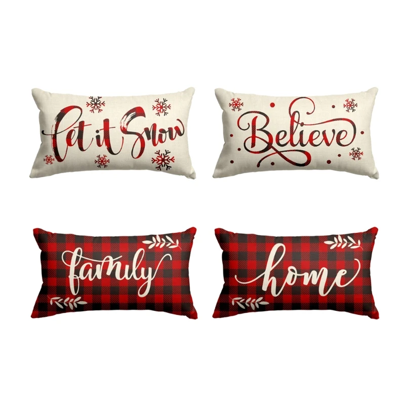 Christmas Pillowcase Linen Throw Pillow for Case Home Decorattion Xmas Cushion C