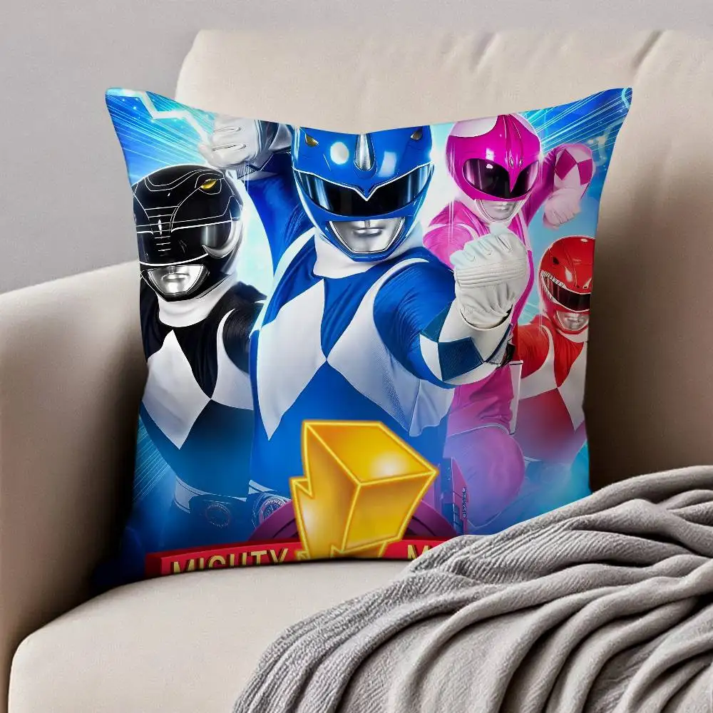M-Mighty M-Morphin Power Rangers كيس وسادة مكافحة الغبار المخدة غير مرئية سستة حريري قصير أفخم غطاء وسادة أريكة