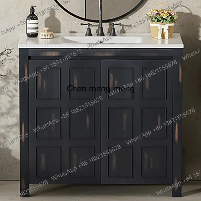 Bathroom Vanity Cabinet 36 Inch Solid Wood Organizer with Ceramic Sink Basin Storage Cabinet Bathroom Vanity Durable Soft-Close