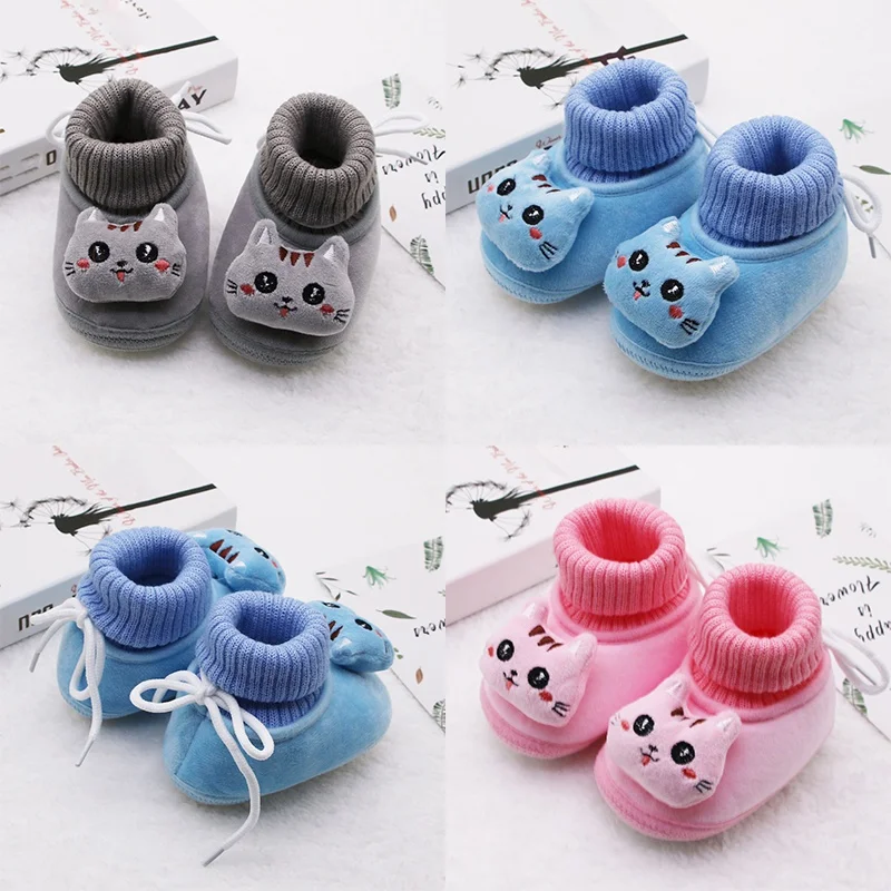 0-18M Autumn Winter Baby Shoes Boys Girl Boots Casual First Walkers Non-Slip Soft Soles Flat Prewalkers Toddler Walking Sneakers