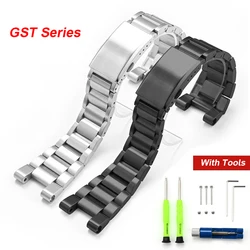 Solid Stainless Steel Strap for Casio G-Shock GST-B100 GST-S110/120 GST-W300/400 GST-W110 Men Metal Folding Buckle Watch Band