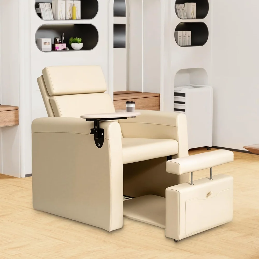 Electric Pedicure Chair w/Adjustable Backrest Movable Cup Holder & Hidden Storage Platform Full Floor Support Pedi Station for