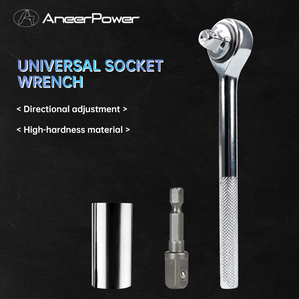 Universal Socket Wrench Tool Set Screw Artifact Magic Socket Multifunctional Ratchet Socket.