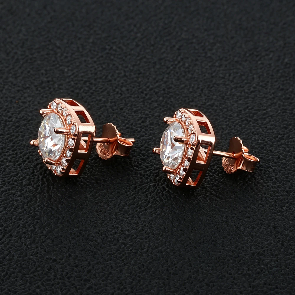 Women's Iced Out Square Halo VVS1 Moissanite Earrings 925 Silver  Earring Bling Luxury Hip Hop Jewelry For Party Birthday Gift - view 3