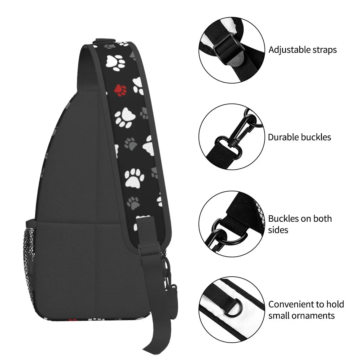 Cute Paw Crossbody Sling Bag Pattern Chest Bag Dog cute anime Shoulder Backpack Daypack for Hiking Outdoor Cycling Satchel