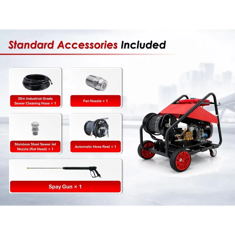 27HP 200Bar 2900PSI 41L/min  Engine Pipe Cleaning Machine for 500mm Sewer Drain, Outdoor Yard & Municipal Pipe Cleaning