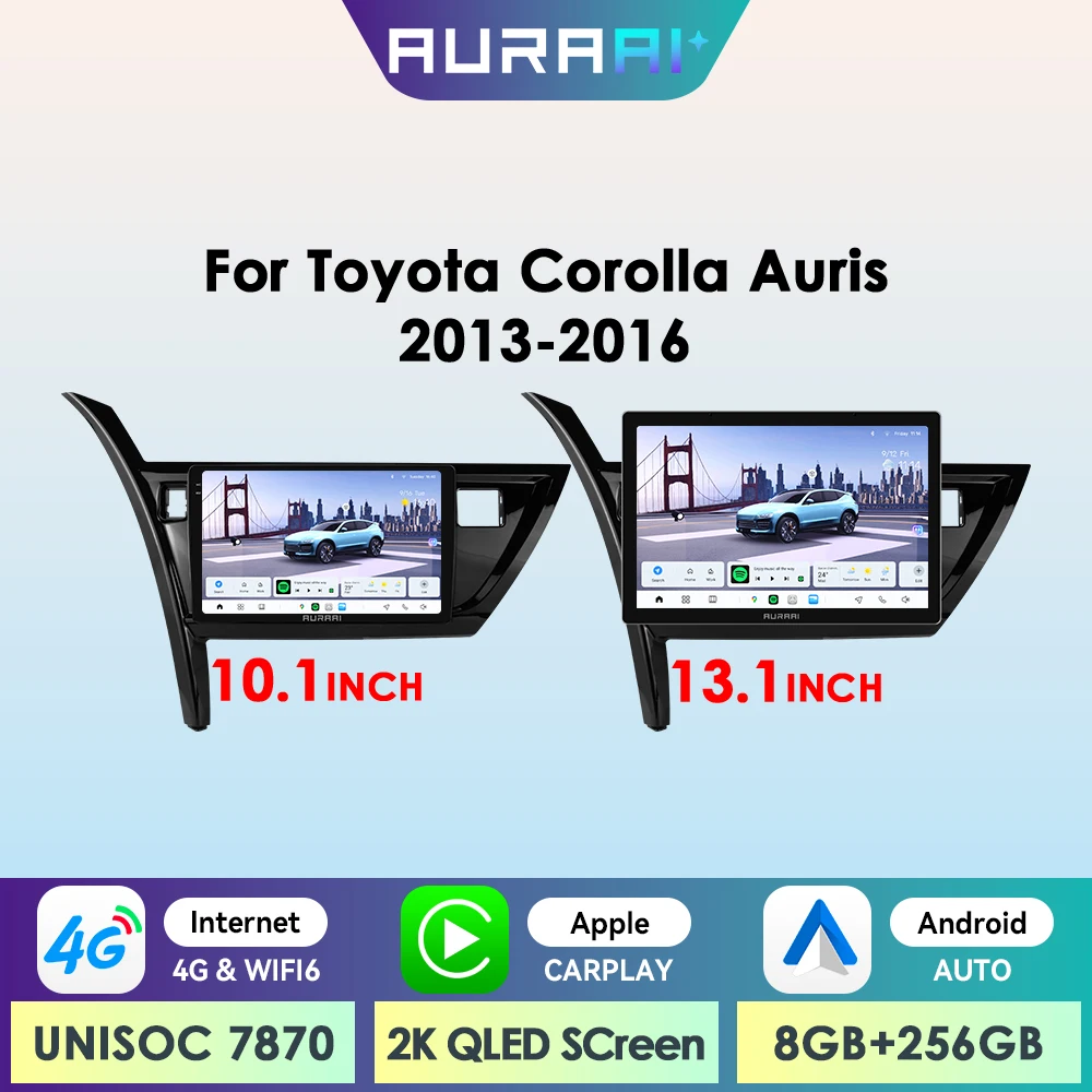 AURAAI X100 Android Auto Intelligente Bildschirm für Toyota Corolla Auris 2013-2016 4G BT Auto CarPlay GPS DSP ADAS 360 ° NOCK UNIS7870