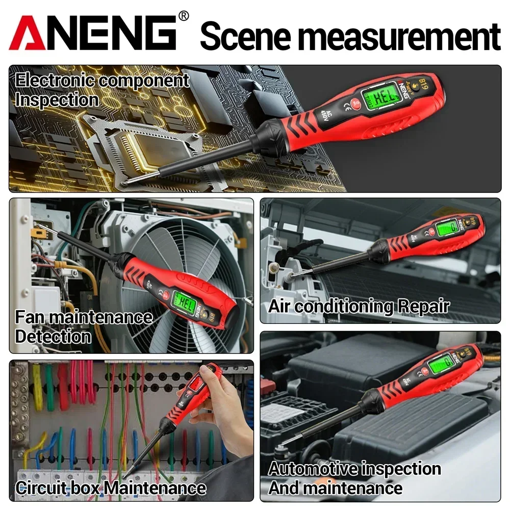 ANENG B19 Pro قلم اختبار NCV رقمي 30-1000 فولت عرض الجهد الحقيقي + إنذار الجرس الفولتميتر/مكتشف نقطة التفريغ أداة كهربائي