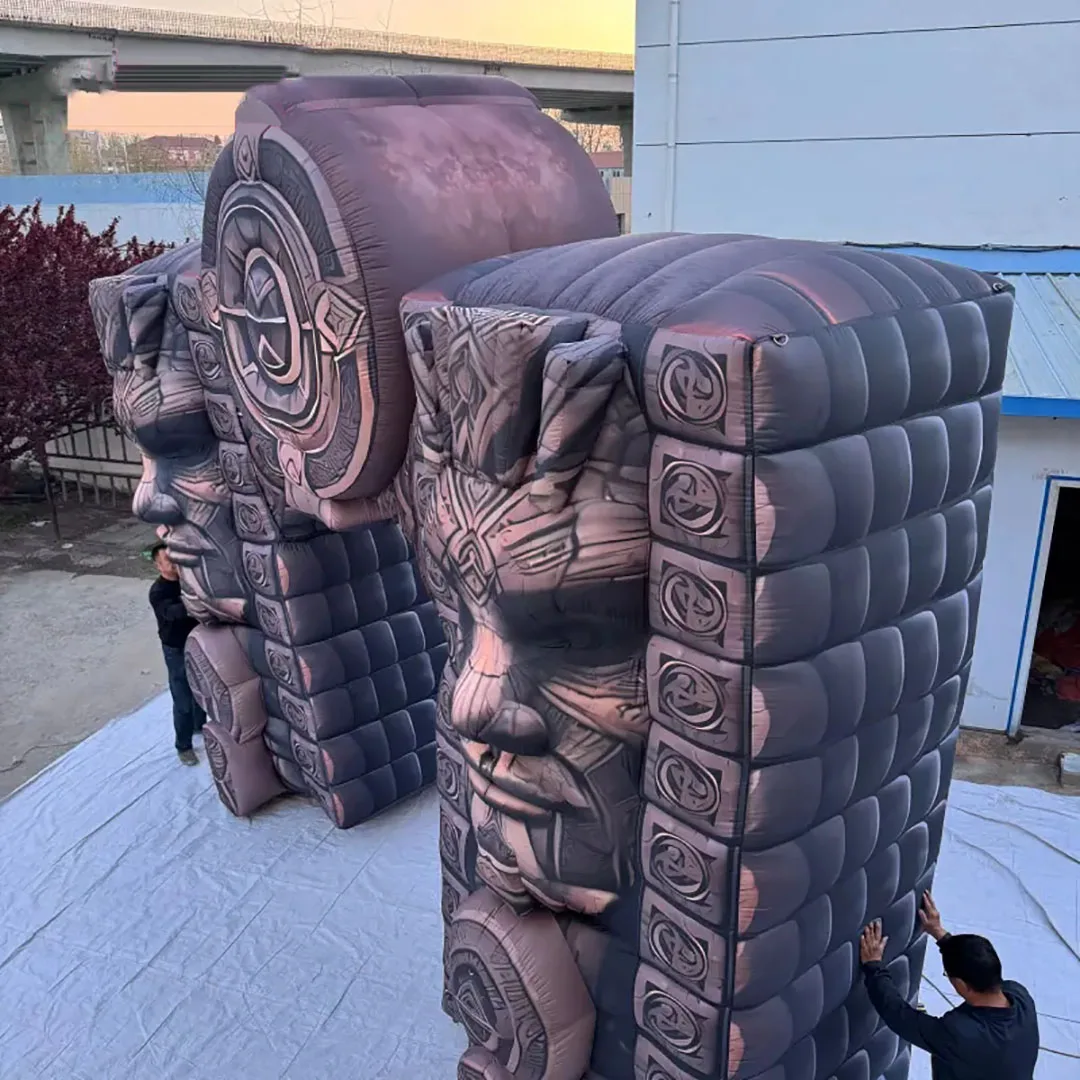Giant Inflatable Arch Air Blow Human Face Stone Craft Entrance Archway Creative Event Decoration for Nightclub Advertising