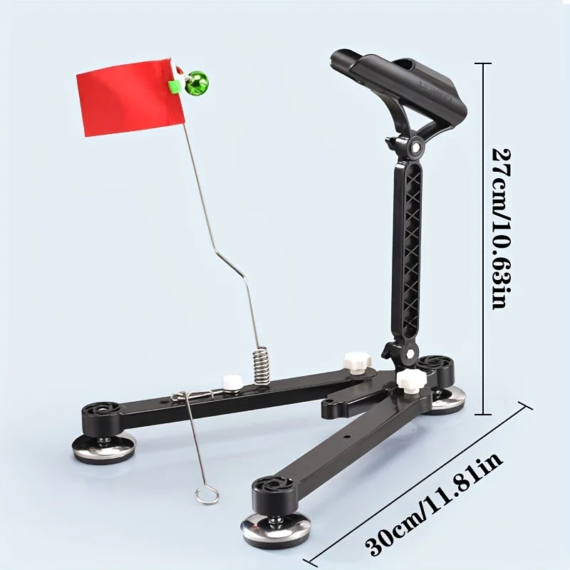 حامل صنارة صيد الجليد قابل للطي مع جرس وعلم - دعامة متوافقة مع اوجير الثلج قابلة للتعديل، ملحقات صيد شتوية محمولة #2