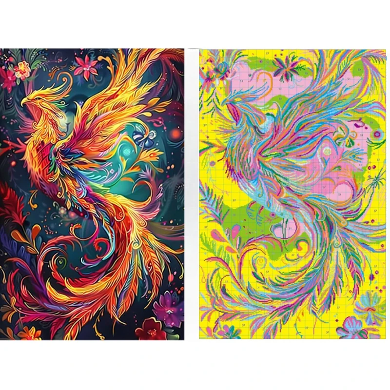 Imagem -02 - Estilo Chinês Impresso Kits para Faça Você Mesmo Bordado Phoenix Ponto Cruz Bordado Conjunto Home Decor Artesanato 59 Cores 11ct 60x100cm