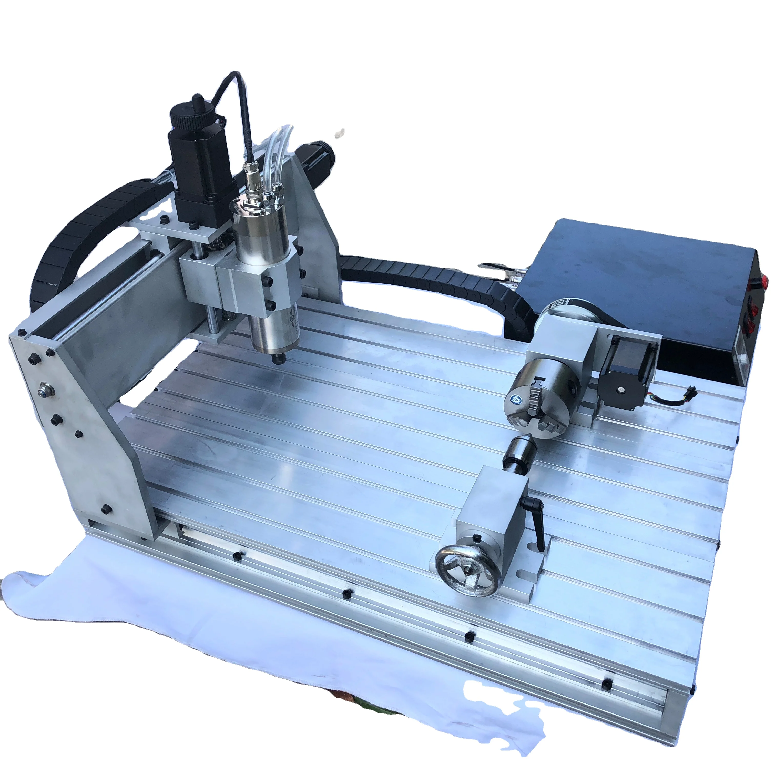 Cnc 6040 Engraving machine with A axis 100mm chuck and thimble