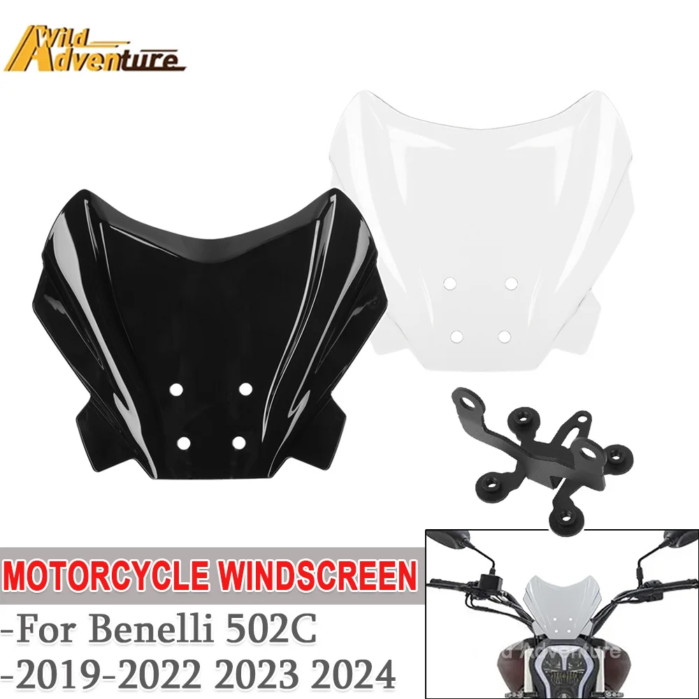 

Motorcycle Windshield Screen Visor Windscreen Double Bubble Wind Deflector For Benelli 502C 2019-2022 2023 2024 With Bracket Kit