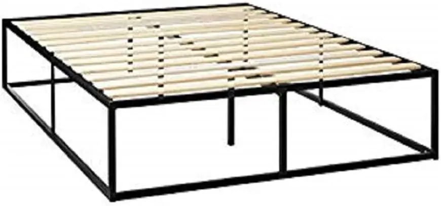 Base con somier de madera, de perfil bajo, para cama, Modern Studio  pulgadas, base para colchón, Acero, Negro