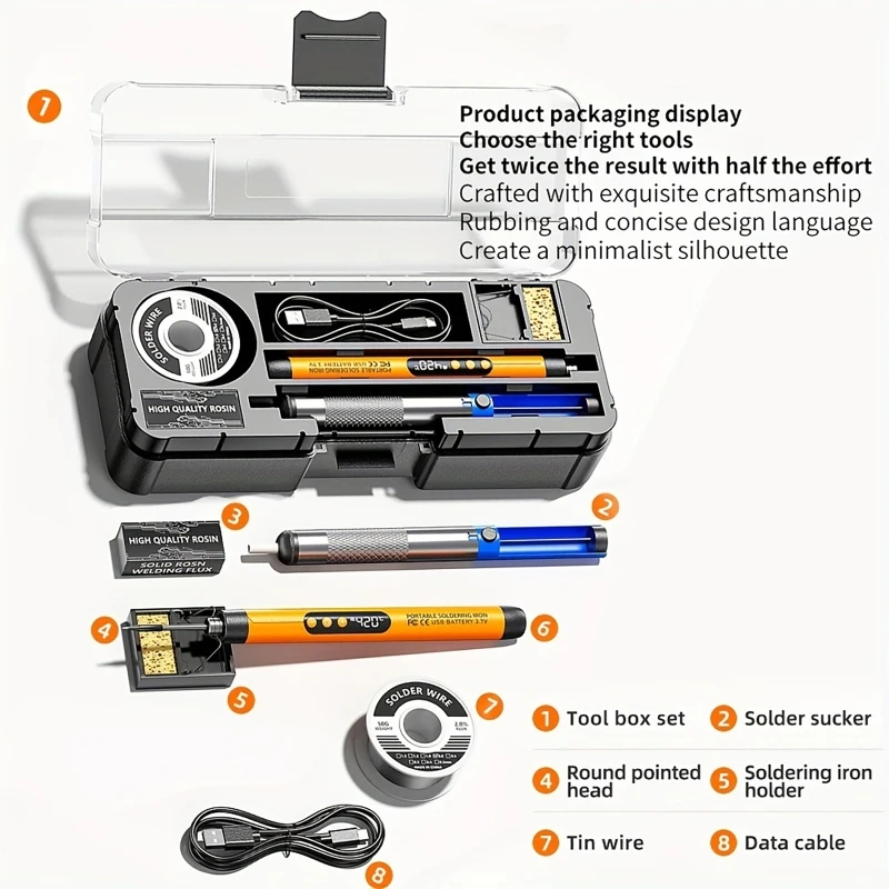 Wireless Digital Display Soldering Iron Kit 5 Level Temperature Adjustment Home Use Soldering Iron With LED Display & LED Light