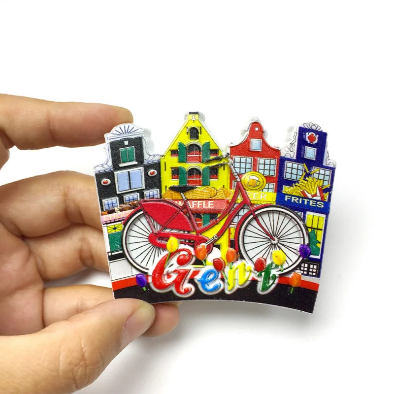 Belgium Ghent Traditional Houses Fridge Magnet 3D Resin Magneten Kühlschrank Refrigerator Magnets Cute Magnets Home Decor