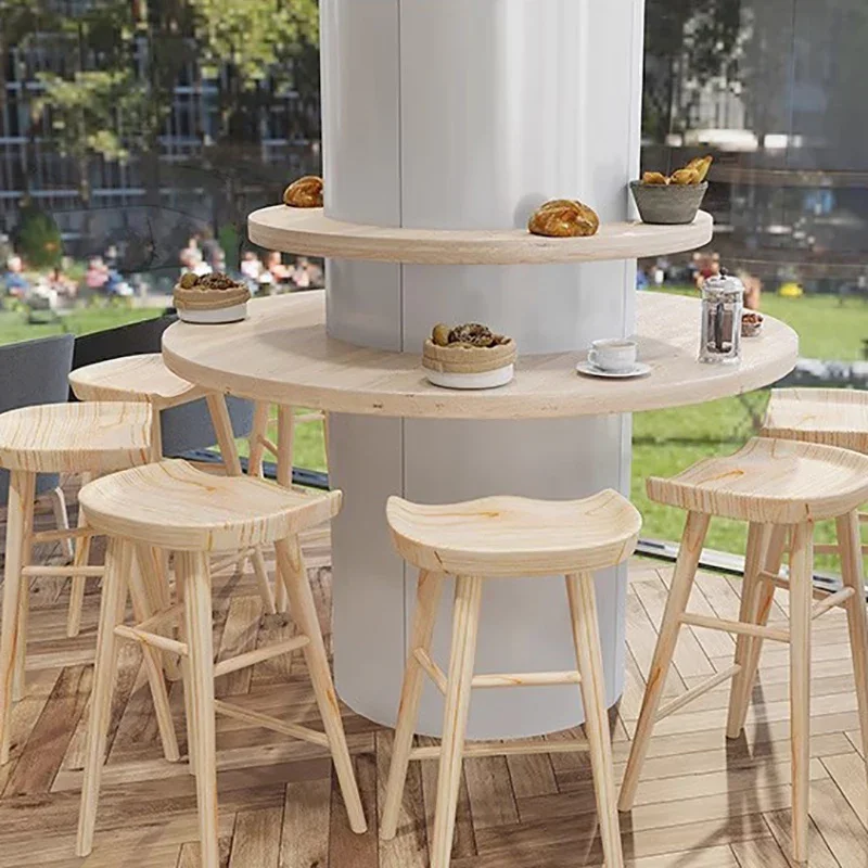 Silla de Bar de madera para terraza, silla de Bar minimalista impermeable para exteriores, escritorio de recepción, Cadeiras de cocina modernas nórdicas, artículos para el hogar