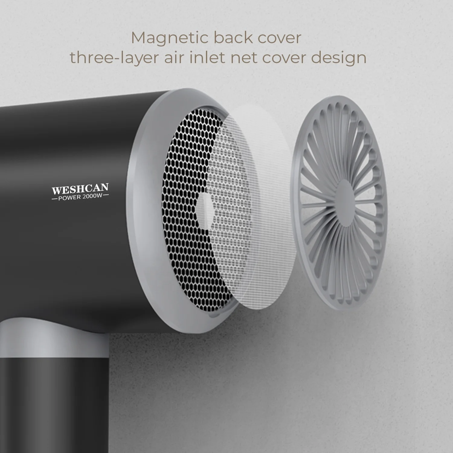 Weshcan 2000W مجفف الشعر التعريفي المحمول عشرة ملايين درجة أنيون ضربة الشعر مع فوهة مغناطيسية