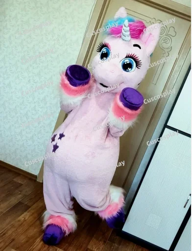 Nieuwe volwassen hete verkoop schuim schattig Halloween roze eenhoorn cartoon mascotte kostuum pluche kerst fancy dress halloween mascotte kostuum
