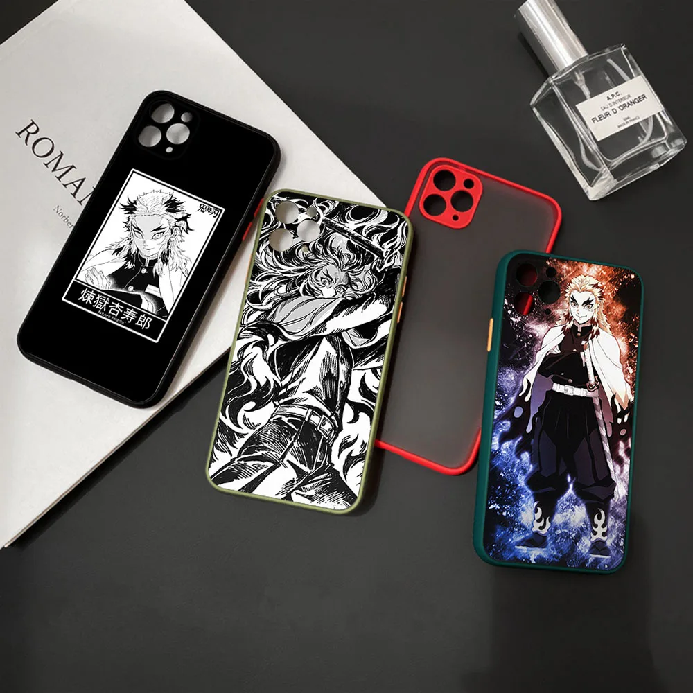 New Trend Demon Slayer Rengoku Kyoujurou Phone Case For iPhone 16 15 14 11 12 13 Pro Max Mini X XR 7 8 Plus SE Translucent Cover