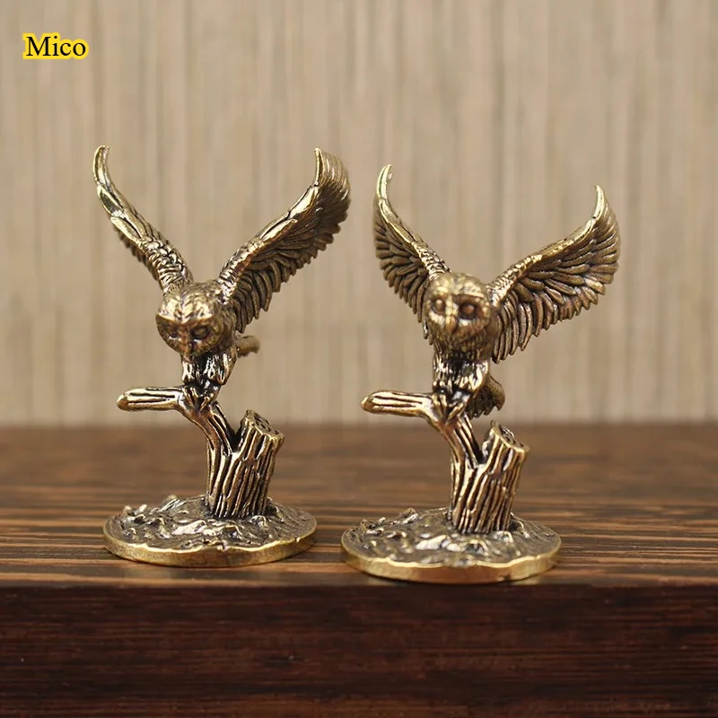 

Vintage brass owl statue desktop decoration Soaring with Wings, Metal Home Furnishings, Office Desk Accessories, Crafts
