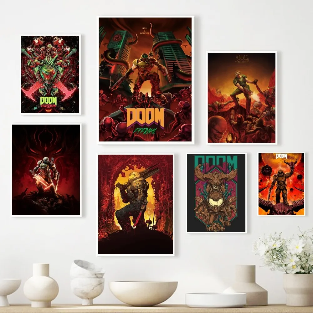 1pc Doom Poster Paper Print Home Bedroom Entrance Bar Cafe Art Painting Decoration