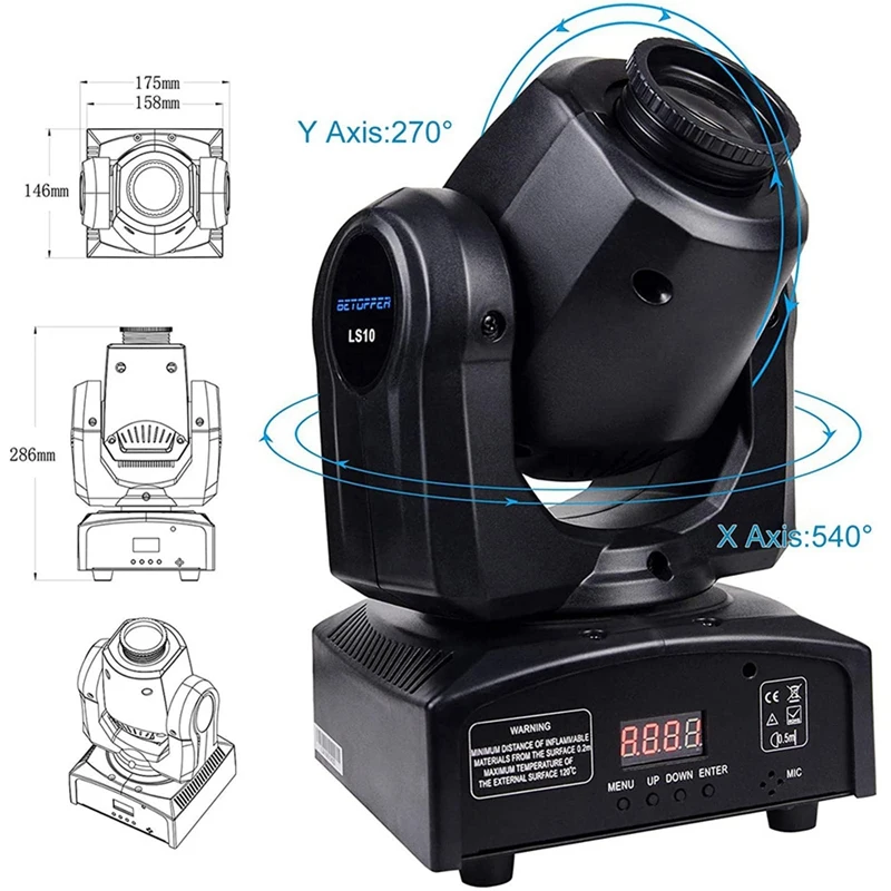 Spotlight Moving Head 60W LED Source Stage Lighting For Party Disco Performance Bar Event Dance Wedding Event