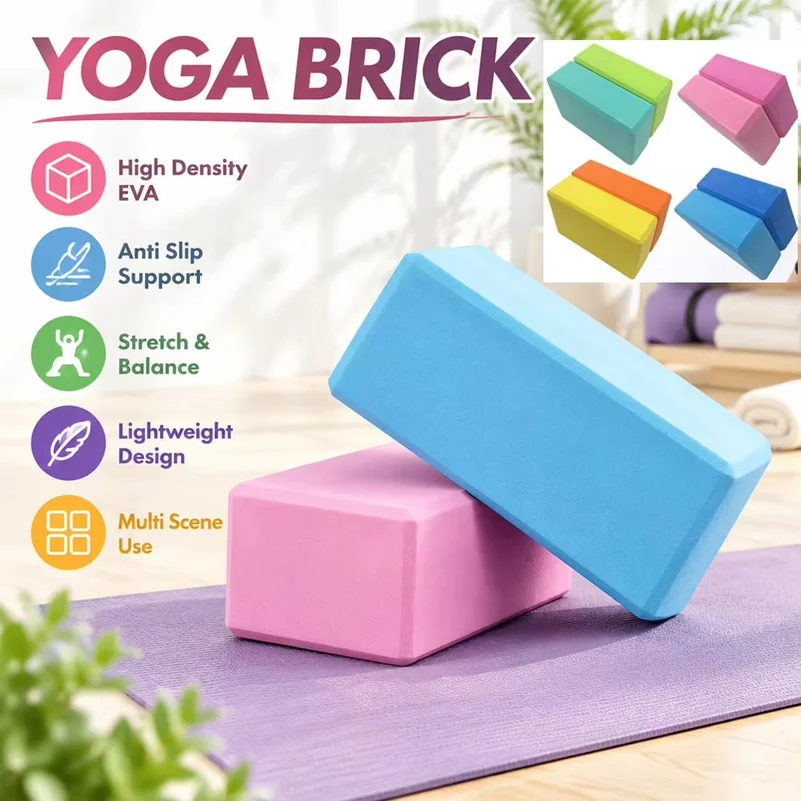 2Pcs EVA Yoga Block Brick Non-Slip Body Shaping Health Training Sports Stretching Exercise Pilates Gym Foam Fitness Equipment
